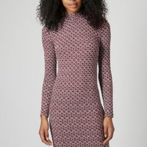 Topshop Petite High Neck Jacquard Bodycon Dress